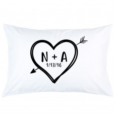 Personalized Heart arrow custom Letter and date printed pillowcase covers